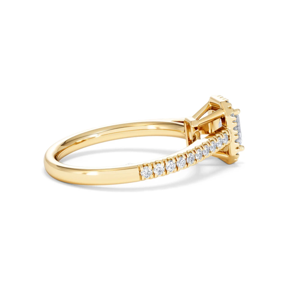 Annabelle Lab Diamond Halo Engagement Ring in 18K Gold 1ct F/VS1