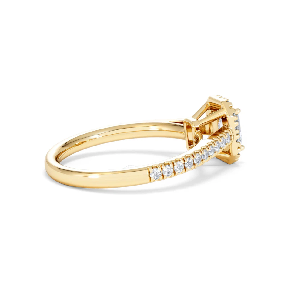 Annabelle Lab Diamond Halo Engagement Ring in 18K Gold 1ct F/VS1