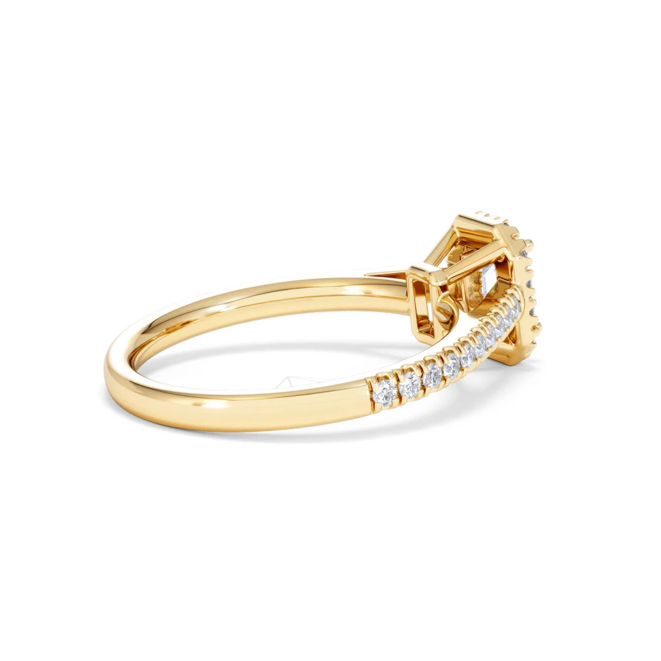 Annabelle Lab Diamond Halo Engagement Ring in 18K Gold 1ct F/VS1