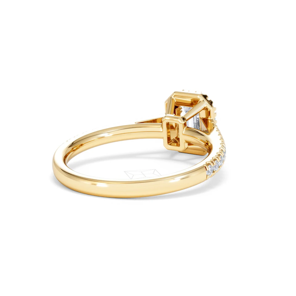 Annabelle Lab Diamond Halo Engagement Ring in 18K Gold 1ct F/VS1