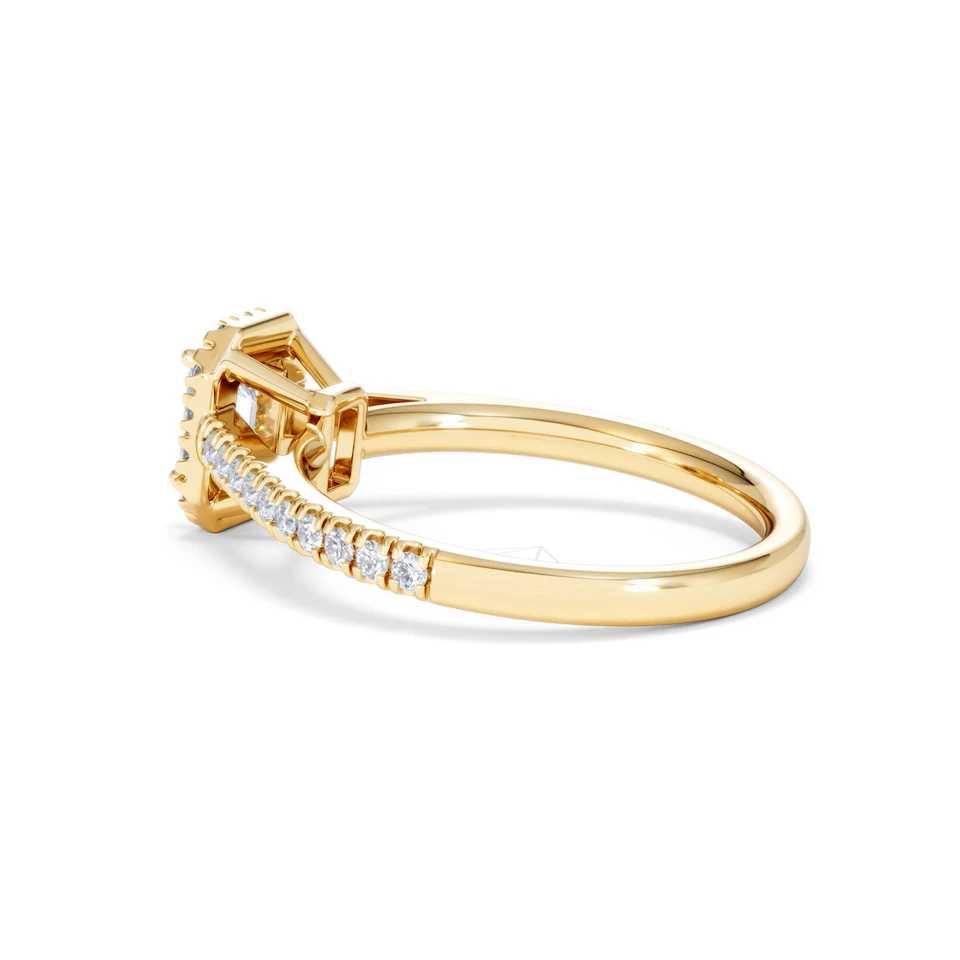 Annabelle Lab Diamond Halo Engagement Ring in 18K Gold 1ct F/VS1