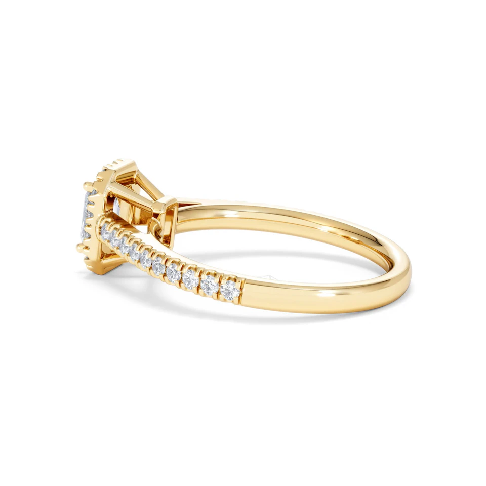 Annabelle Lab Diamond Halo Engagement Ring in 18K Gold 1ct F/VS1