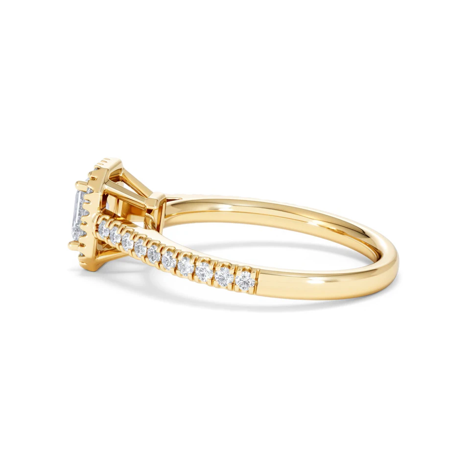 Annabelle Lab Diamond Halo Engagement Ring in 18K Gold 1ct F/VS1