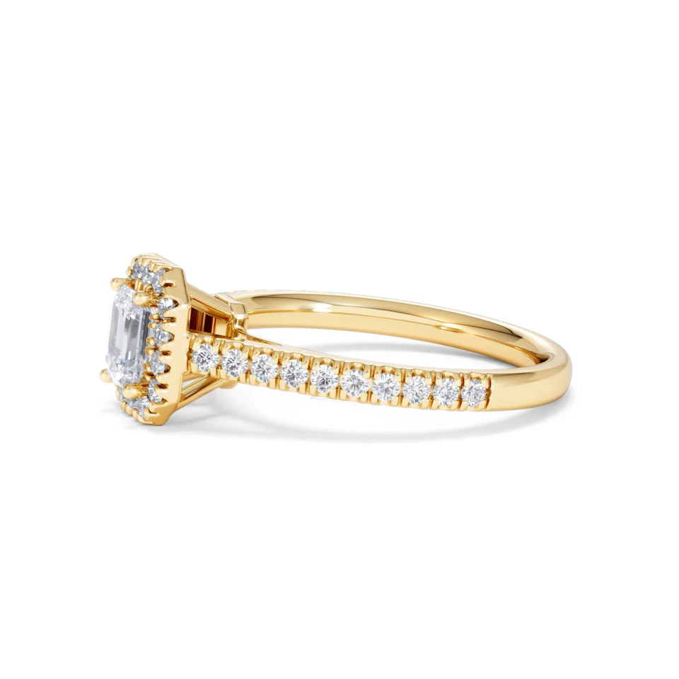 Annabelle Lab Diamond Halo Engagement Ring in 18K Gold 1ct F/VS1