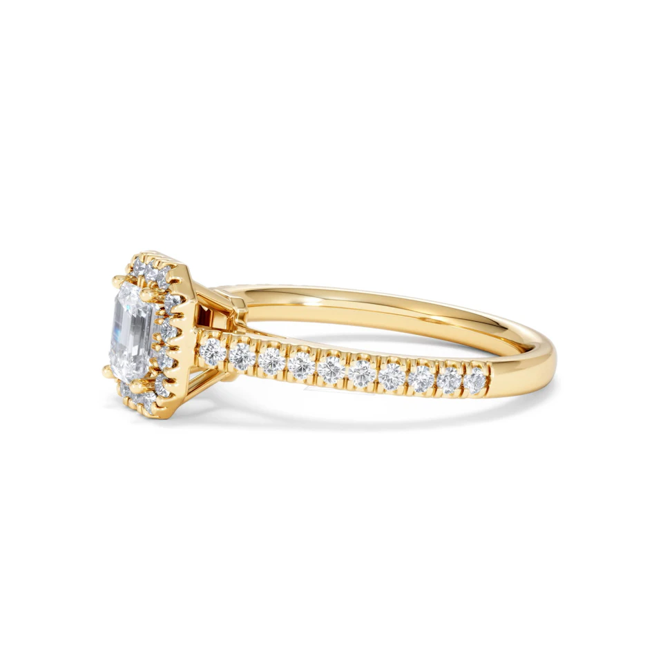 Annabelle Lab Diamond Halo Engagement Ring in 18K Gold 1ct F/VS1