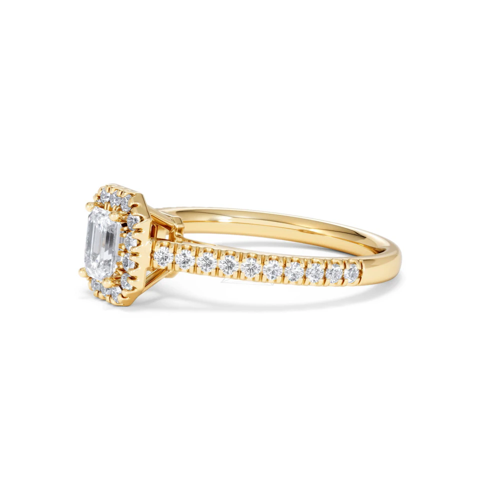 Annabelle Lab Diamond Halo Engagement Ring in 18K Gold 1ct F/VS1