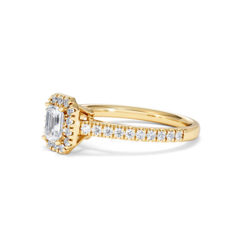Annabelle Lab Diamond Halo Engagement Ring in 18K Gold 1ct F/VS1