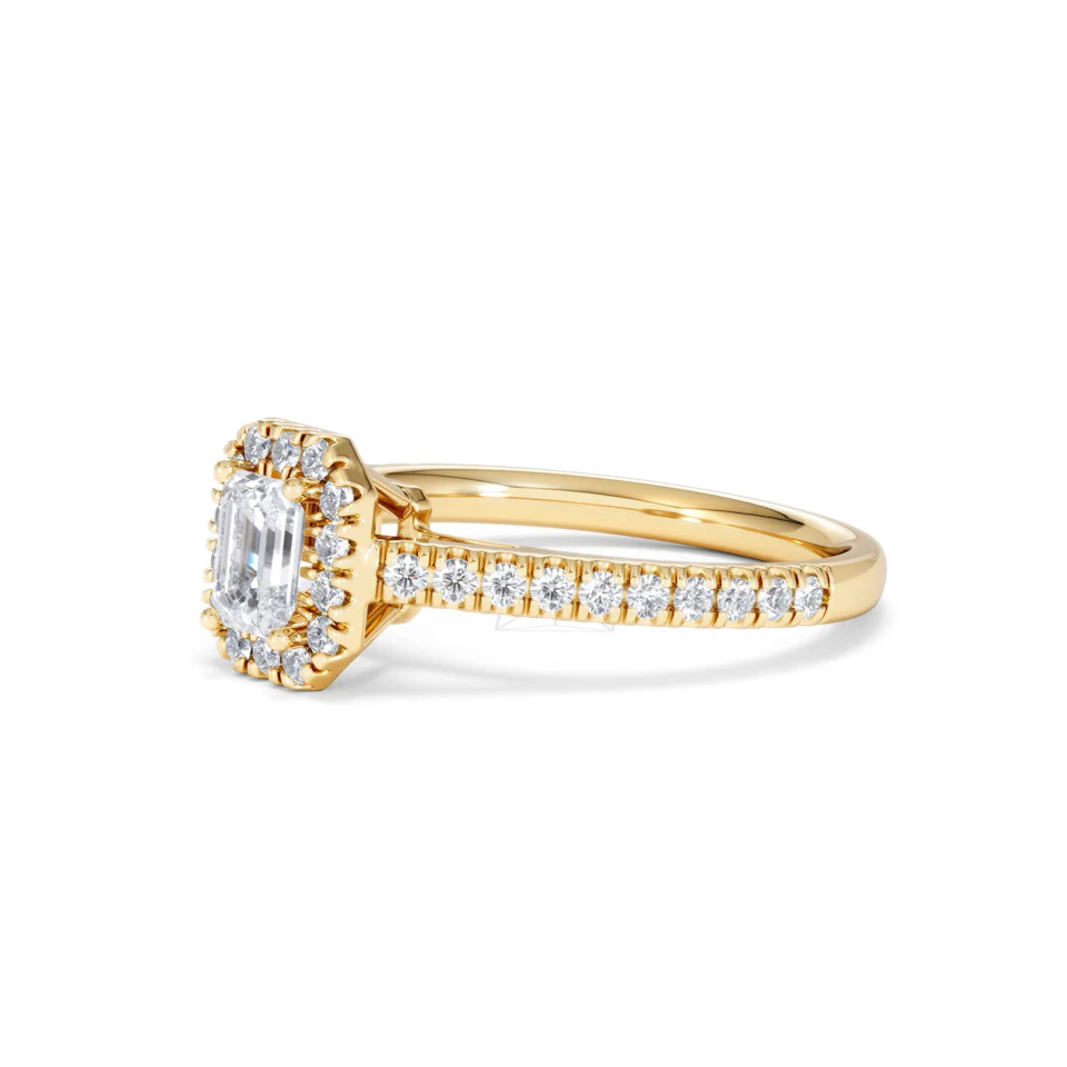 Annabelle Lab Diamond Halo Engagement Ring in 18K Gold 1ct F/VS1
