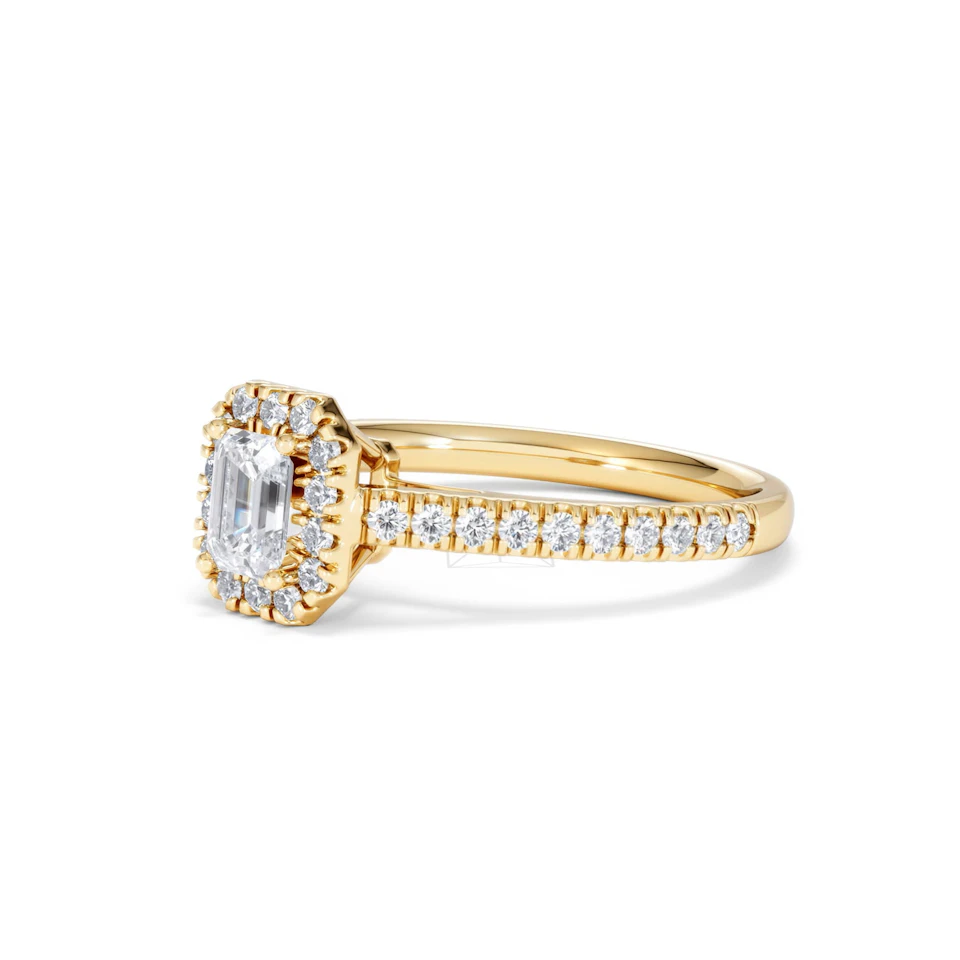 Annabelle Lab Diamond Halo Engagement Ring in 18K Gold 1ct F/VS1