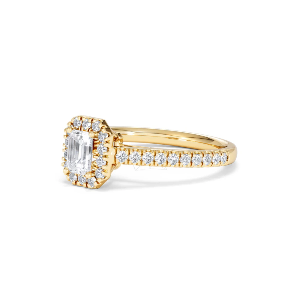 Annabelle Lab Diamond Halo Engagement Ring in 18K Gold 1ct F/VS1