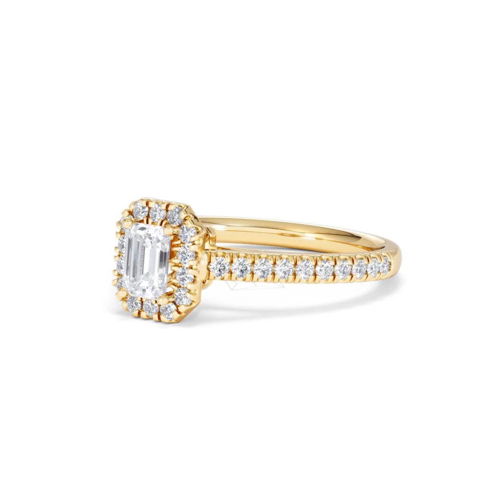Annabelle Lab Diamond Halo Engagement Ring in 18K Gold 1ct F/VS1