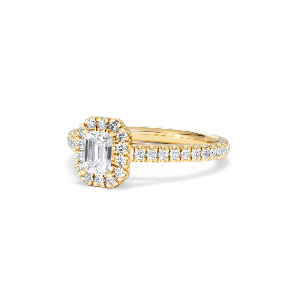 Annabelle Lab Diamond Halo Engagement Ring in 18K Gold 1ct F/VS1
