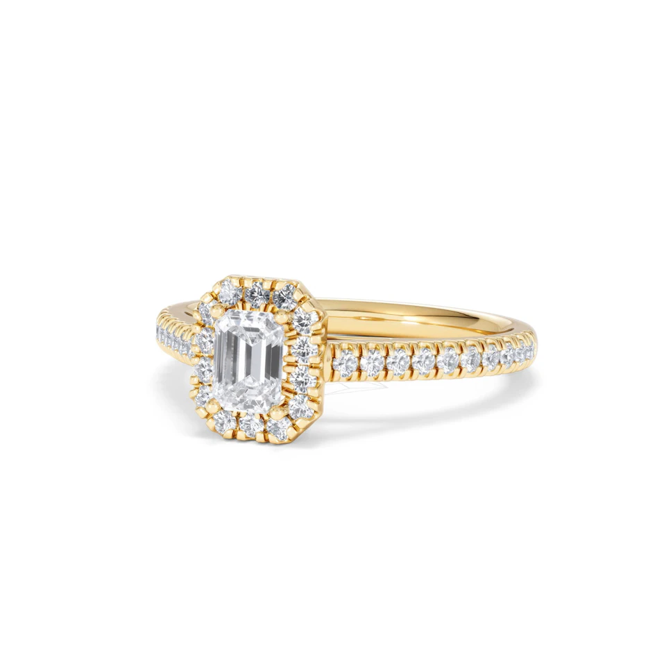 Annabelle Lab Diamond Halo Engagement Ring in 18K Gold 1ct F/VS1