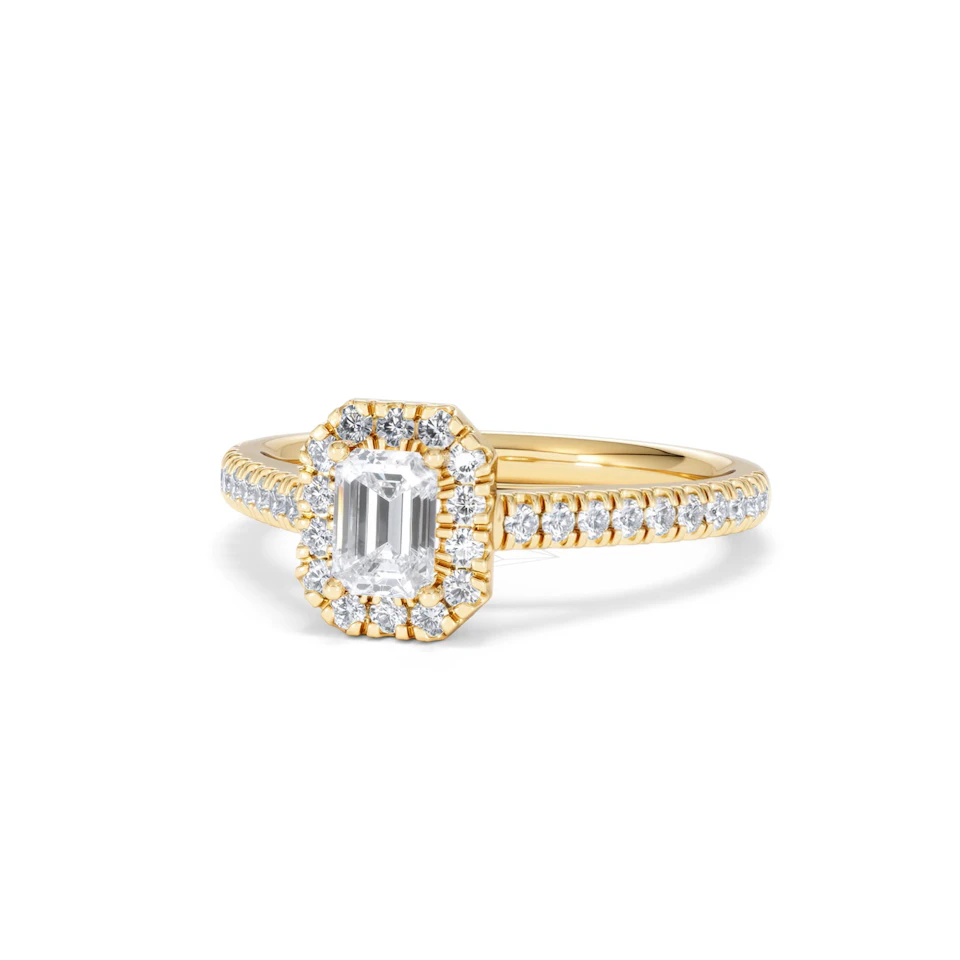 Annabelle Lab Diamond Halo Engagement Ring in 18K Gold 1ct F/VS1