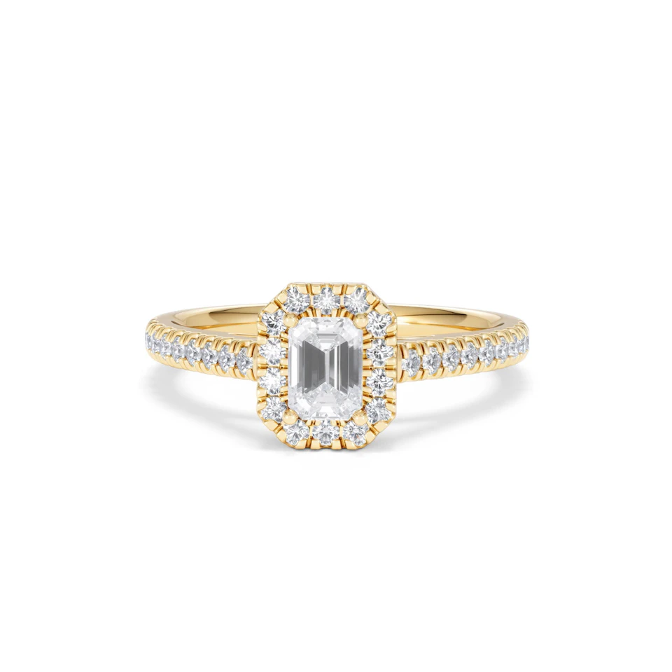 Annabelle Lab Diamond Halo Engagement Ring in 18K Gold 1ct F/VS1