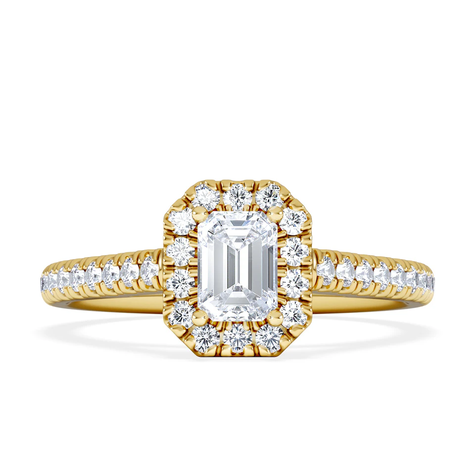 Annabelle Lab Diamond Halo Engagement Ring in 18K Gold 1ct F/VS1