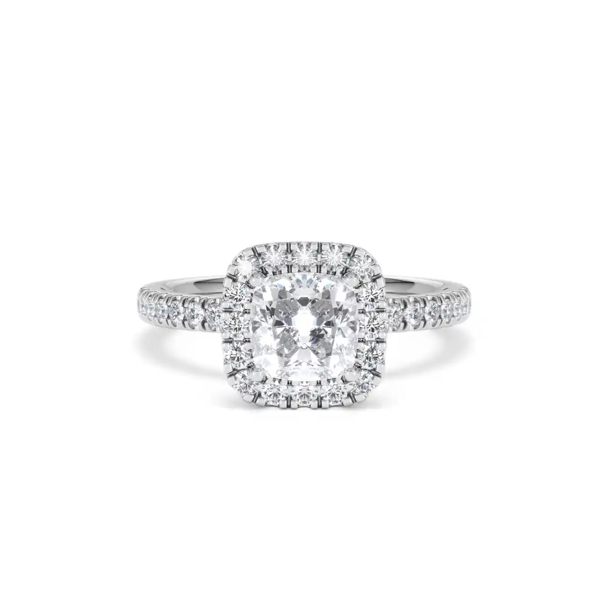 Beatrice Lab Diamond Halo Engagement Ring 18K White Gold 1.65ct F/VS1
