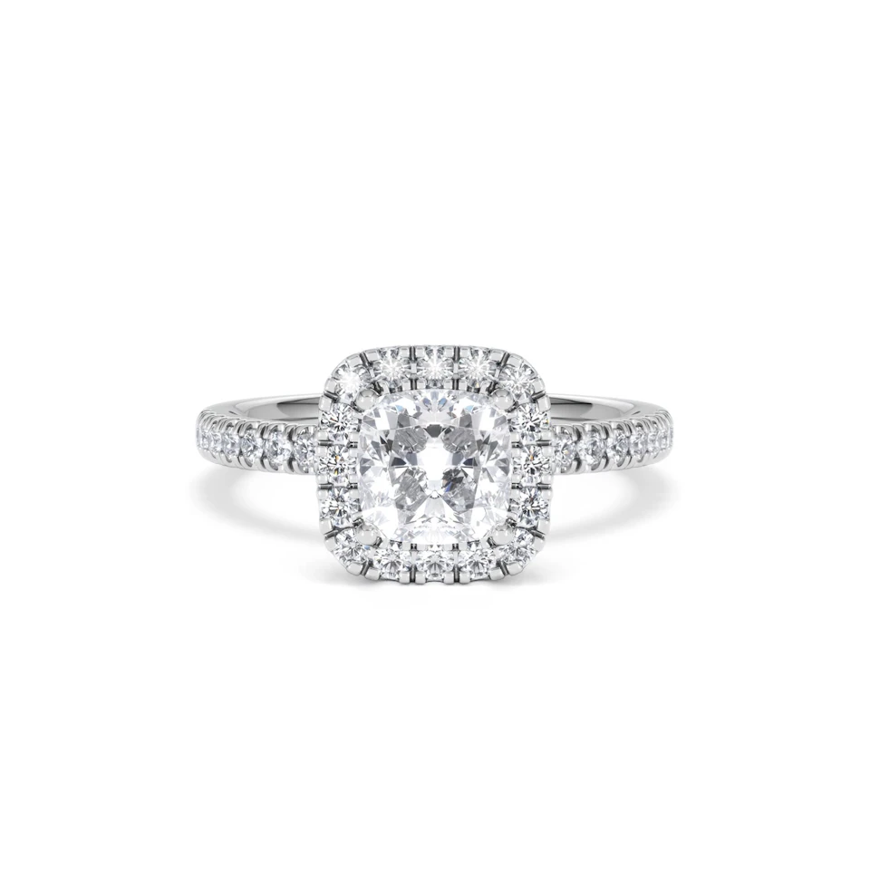 Beatrice Lab Diamond Halo Engagement Ring in Platinum 1.65ct F/VS1