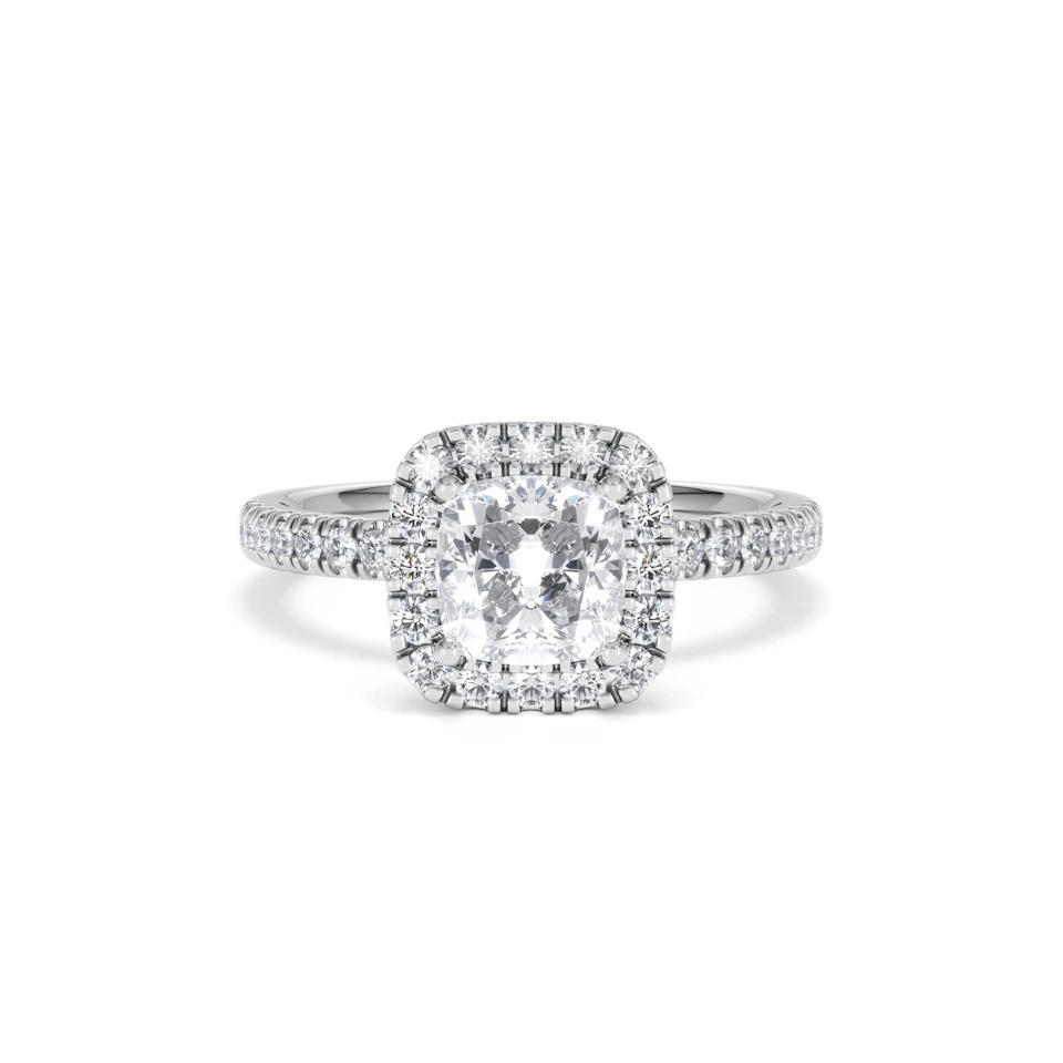 Beatrice GIA Diamond Halo Engagement Ring in Platinum 1.65ct G/VS2