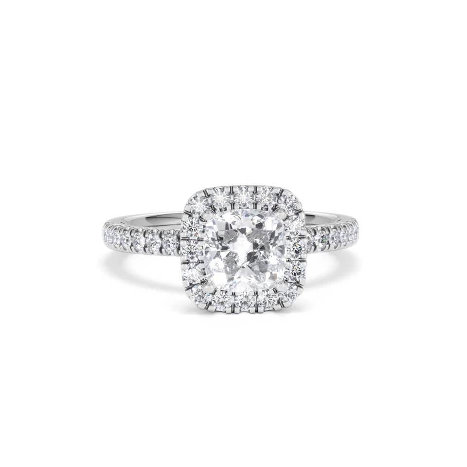 Beatrice GIA Diamond Halo Engagement Ring in Platinum 1.65ct G/VS2