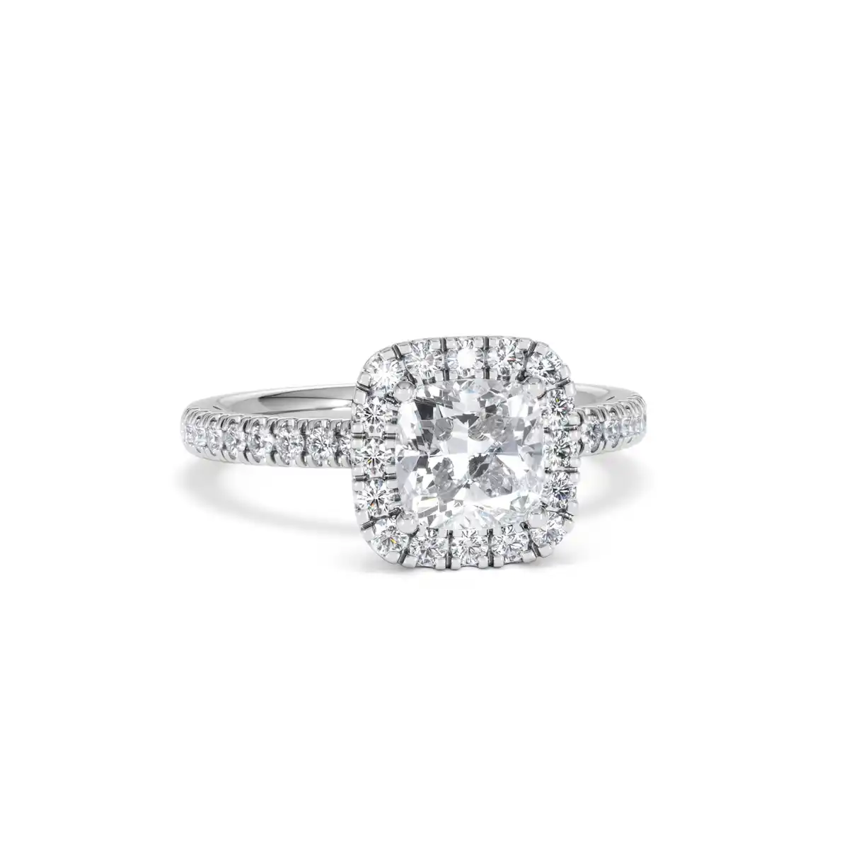 Beatrice Lab Diamond Halo Engagement Ring 18K White Gold 1.65ct F/VS1