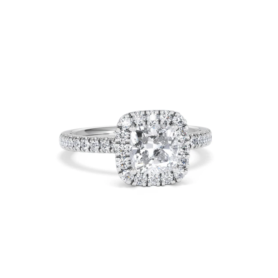Beatrice GIA Diamond Halo Engagement Ring in Platinum 1.65ct G/VS2