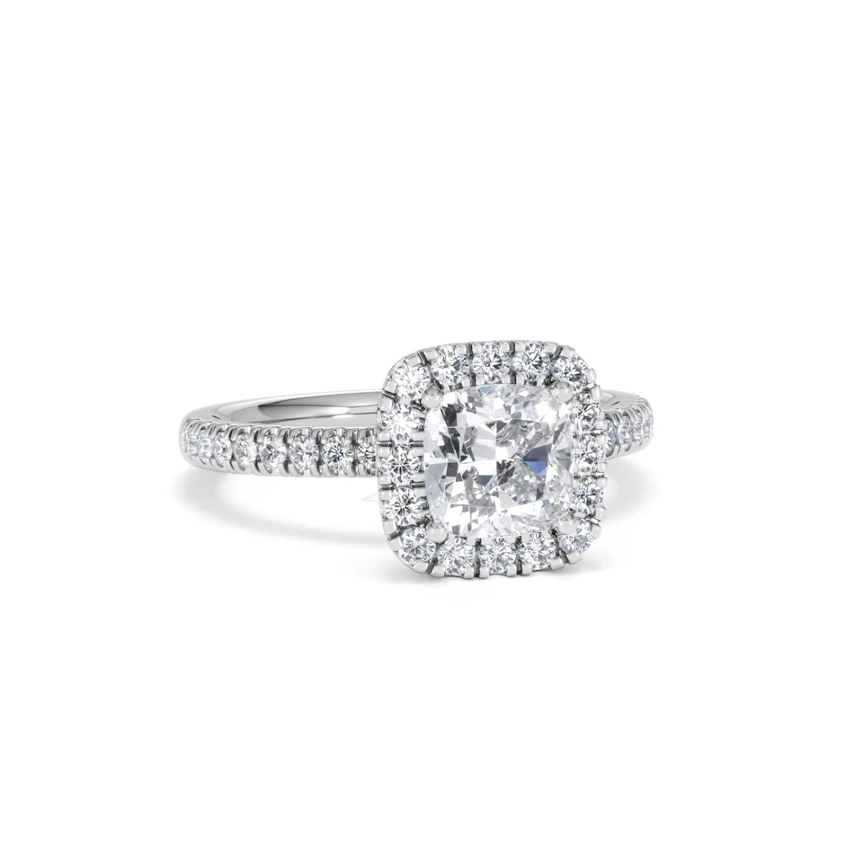 Beatrice GIA Diamond Halo Engagement Ring in Platinum 1.65ct G/VS2