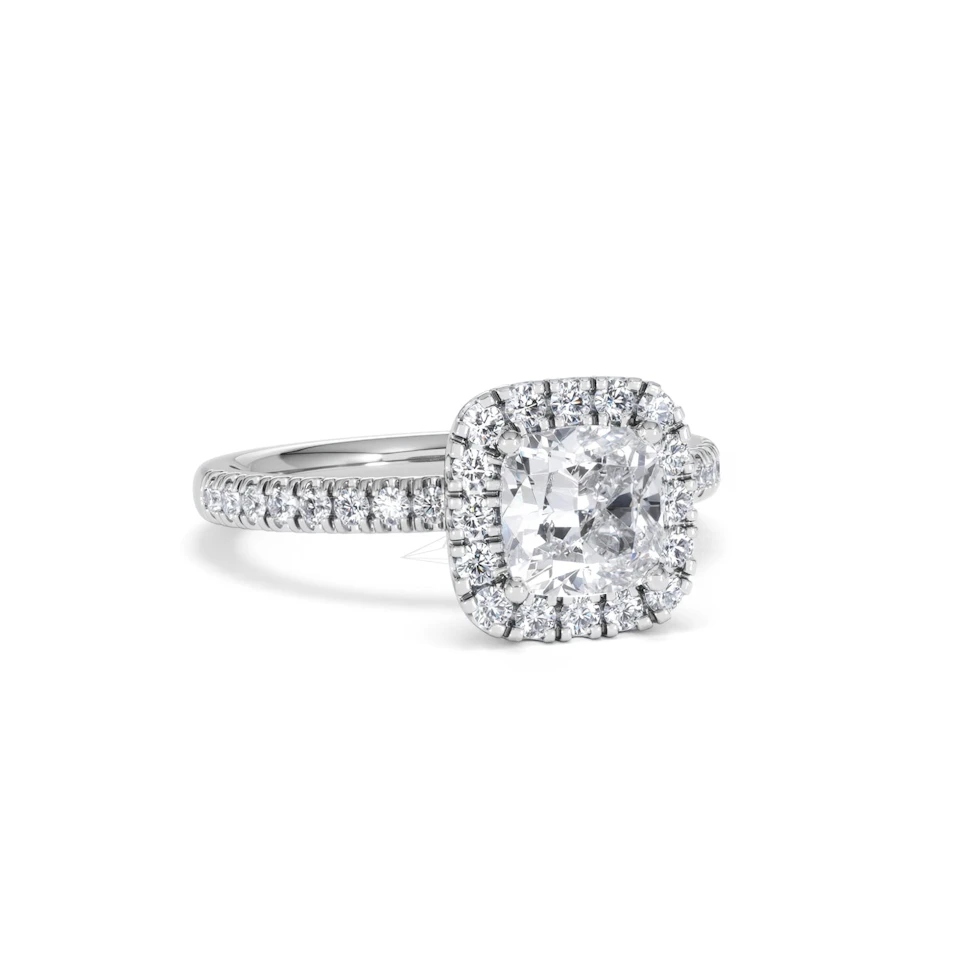 Beatrice Lab Diamond Halo Engagement Ring in Platinum 1.65ct F/VS1