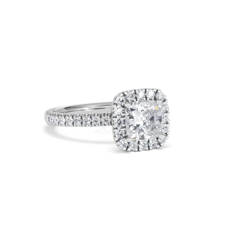 Beatrice Lab Diamond Halo Engagement Ring in Platinum 1.65ct F/VS1