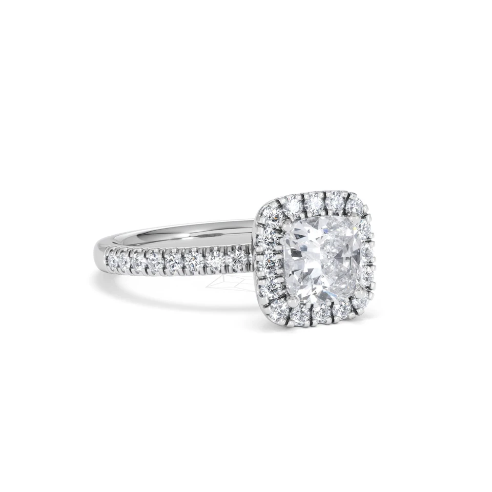 Beatrice Lab Diamond Halo Engagement Ring 18K White Gold 1.65ct F/VS1