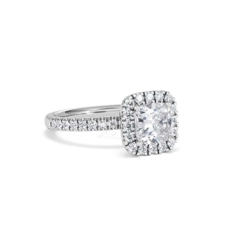 Beatrice GIA Diamond Halo Engagement Ring in Platinum 1.65ct G/VS2