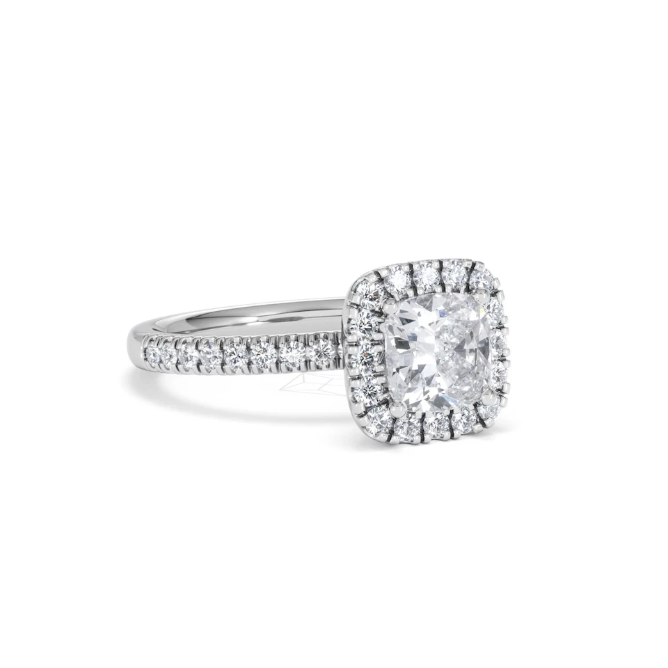 Beatrice Lab Diamond Halo Engagement Ring in Platinum 1.65ct F/VS1
