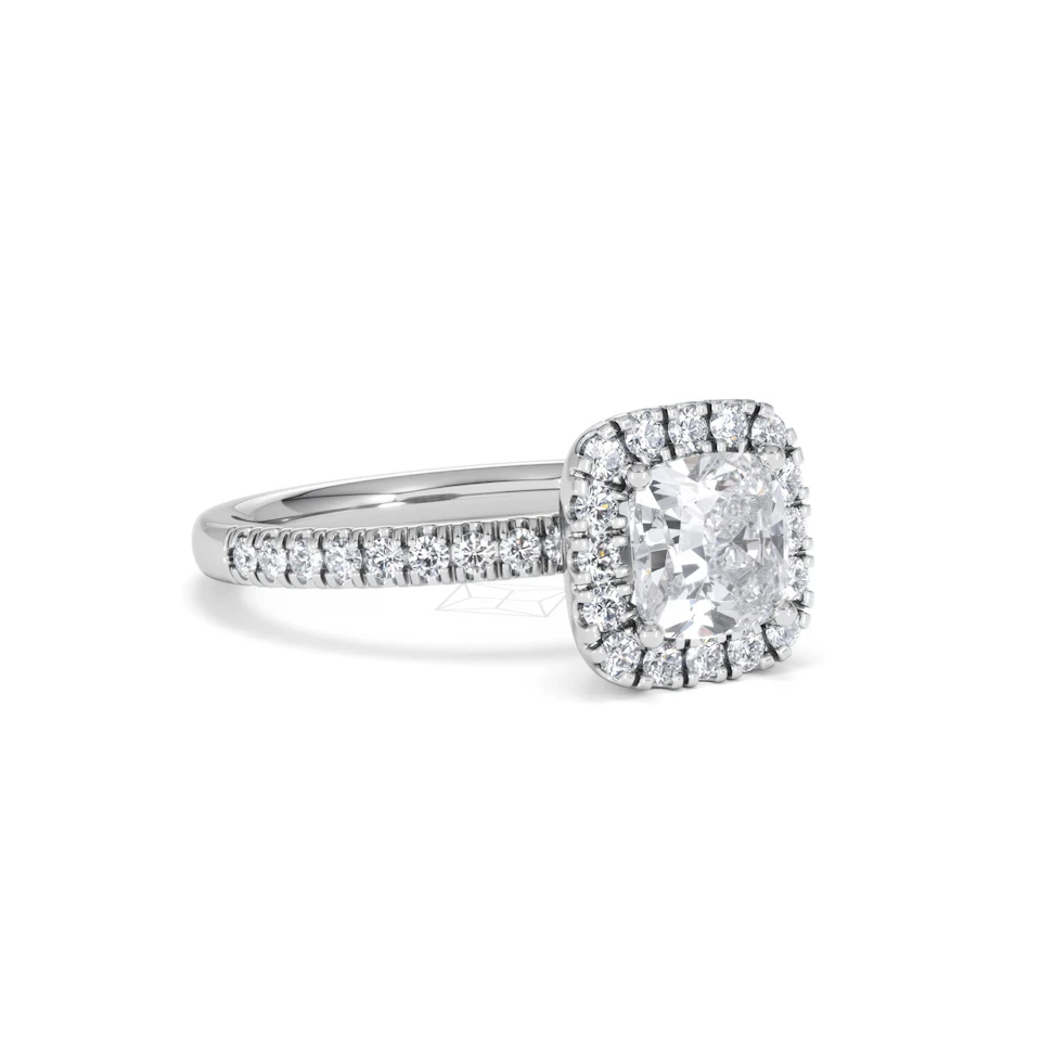 Beatrice Lab Diamond Halo Engagement Ring in Platinum 1.65ct F/VS1
