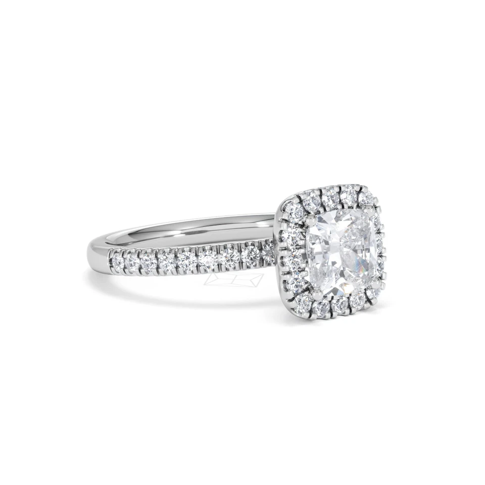 Beatrice Lab Diamond Halo Engagement Ring in Platinum 1.65ct F/VS1