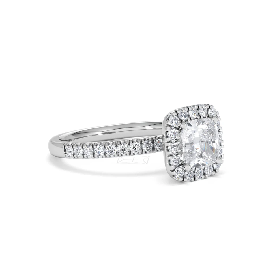 Beatrice Lab Diamond Halo Engagement Ring in Platinum 1.65ct F/VS1