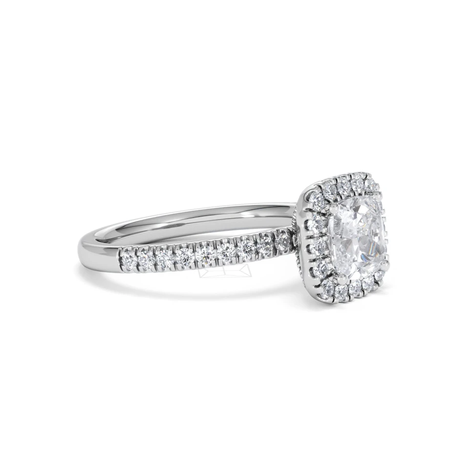 Beatrice Lab Diamond Halo Engagement Ring in Platinum 1.65ct F/VS1