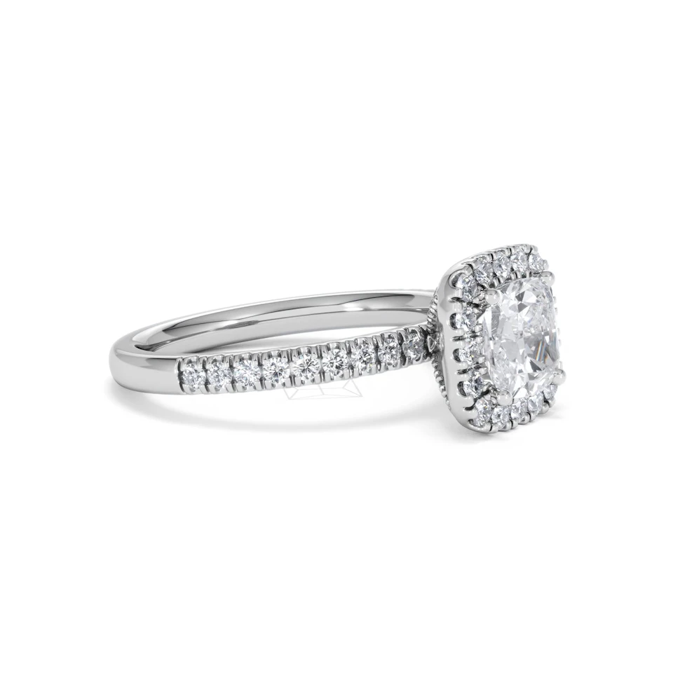 Beatrice Lab Diamond Halo Engagement Ring in Platinum 1.65ct F/VS1