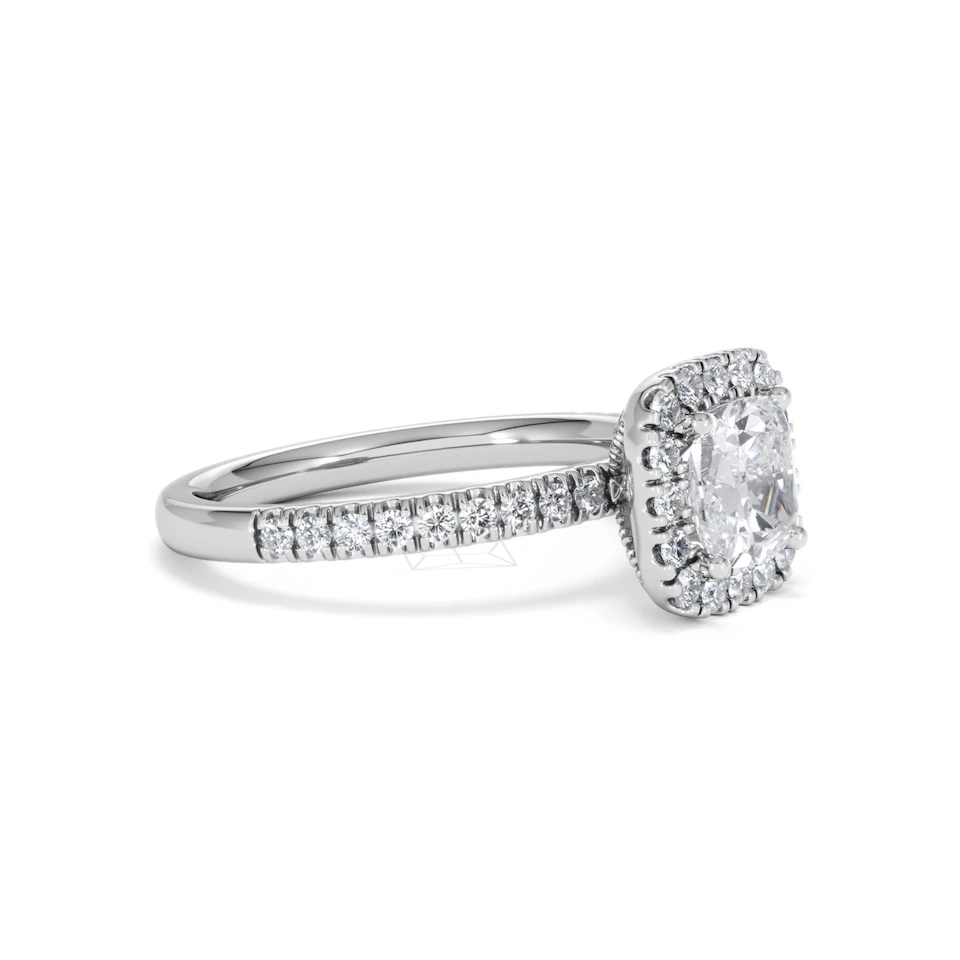 Beatrice GIA Diamond Halo Engagement Ring in Platinum 1.65ct G/VS2