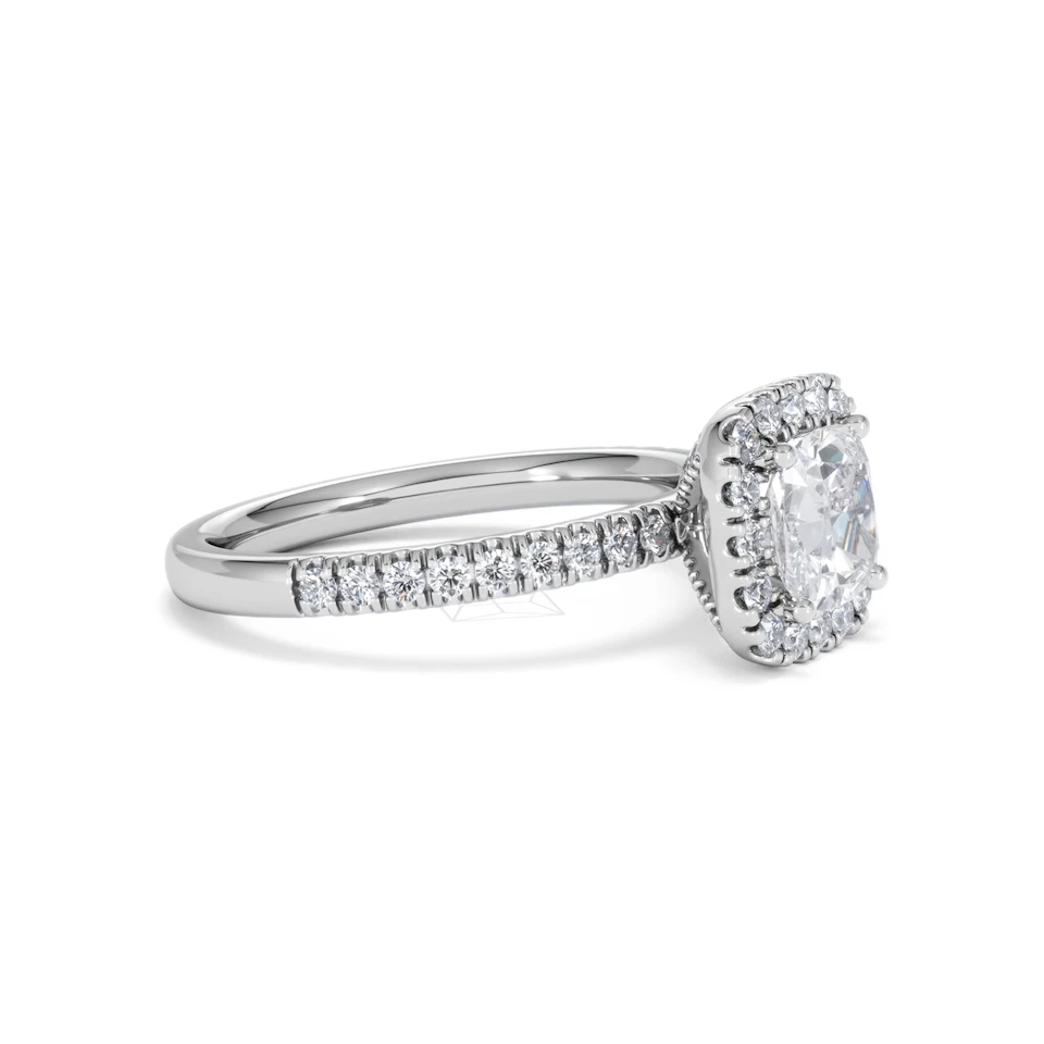 Beatrice GIA Diamond Halo Engagement Ring in Platinum 1.65ct G/VS2