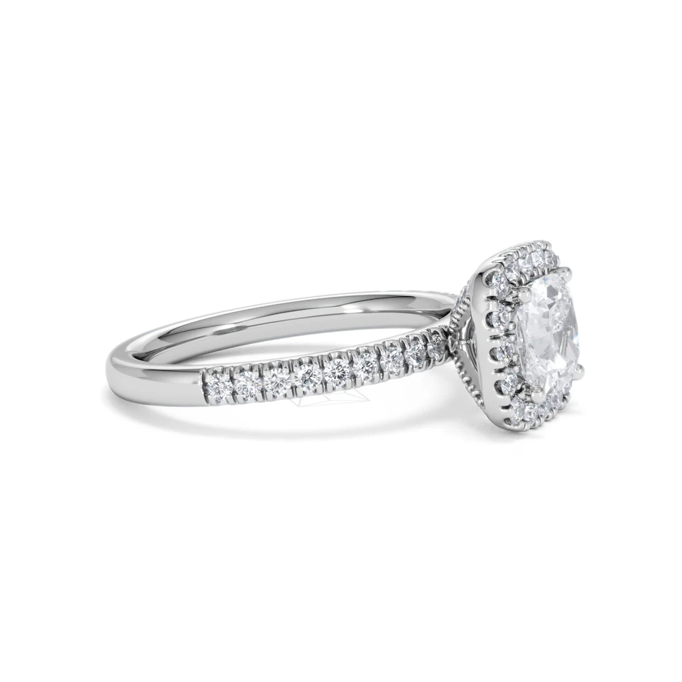 Beatrice GIA Diamond Halo Engagement Ring in Platinum 1.65ct G/VS2