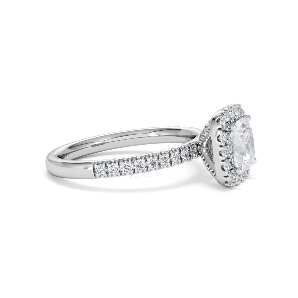 Beatrice Lab Diamond Halo Engagement Ring in Platinum 1.65ct F/VS1