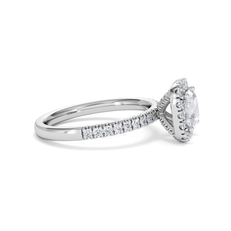 Beatrice GIA Diamond Halo Engagement Ring in Platinum 1.65ct G/VS2