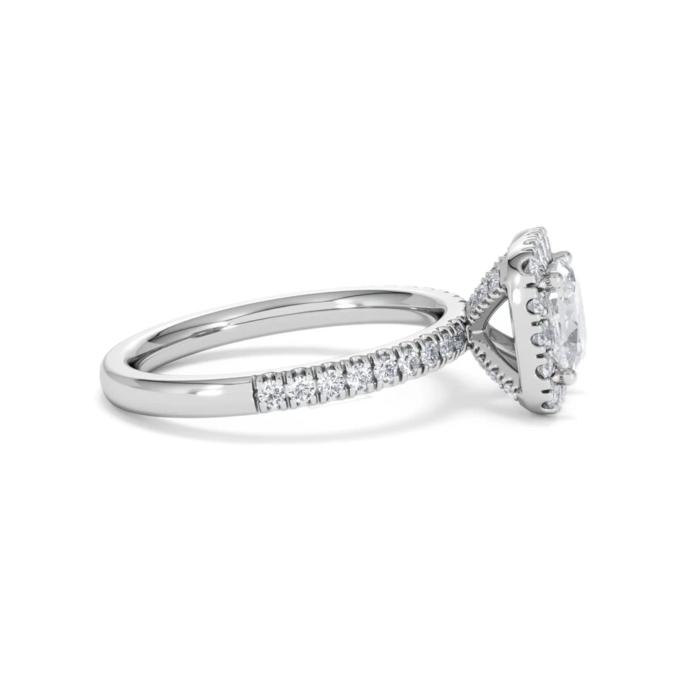 Beatrice Lab Diamond Halo Engagement Ring 18K White Gold 1.65ct F/VS1