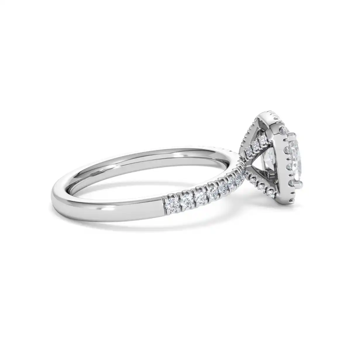 Beatrice Lab Diamond Halo Engagement Ring 18K White Gold 1.65ct F/VS1