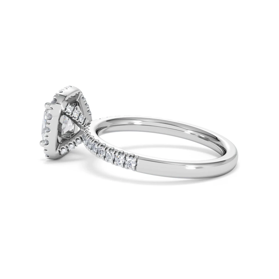 Beatrice GIA Diamond Halo Engagement Ring in Platinum 1.65ct G/VS2