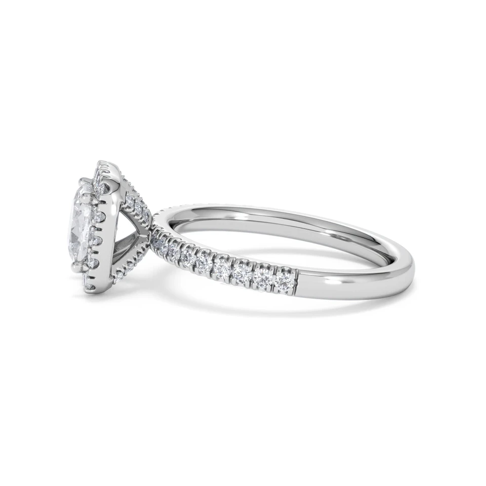 Beatrice GIA Diamond Halo Engagement Ring in Platinum 1.65ct G/VS2