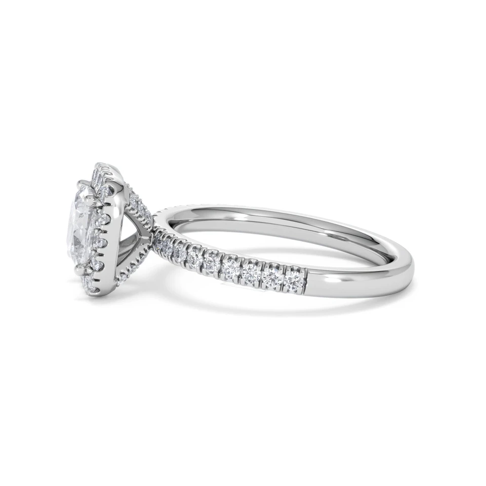 Beatrice GIA Diamond Halo Engagement Ring in Platinum 1.65ct G/VS2
