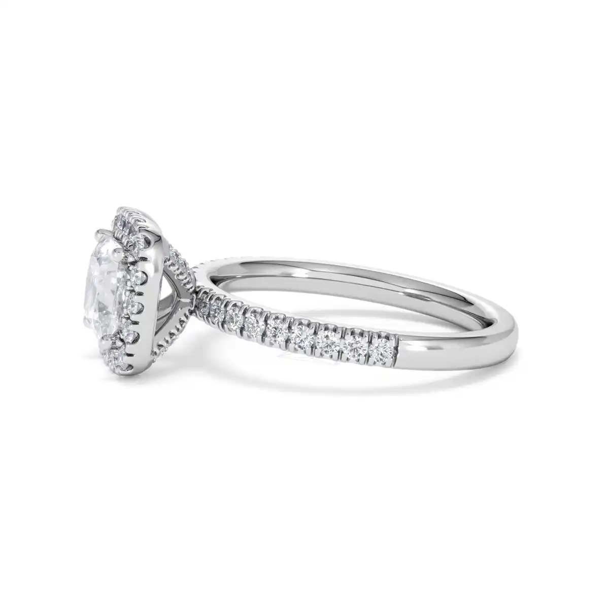 Beatrice Lab Diamond Halo Engagement Ring 18K White Gold 1.65ct F/VS1