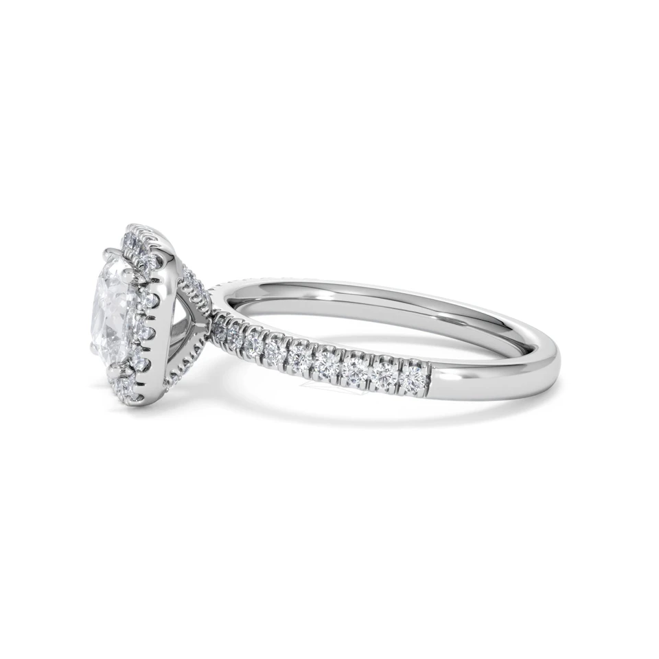 Beatrice Lab Diamond Halo Engagement Ring in Platinum 1.65ct F/VS1