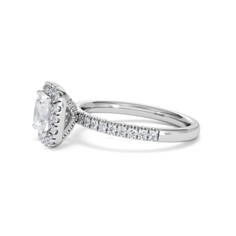 Beatrice Lab Diamond Halo Engagement Ring in Platinum 1.65ct F/VS1